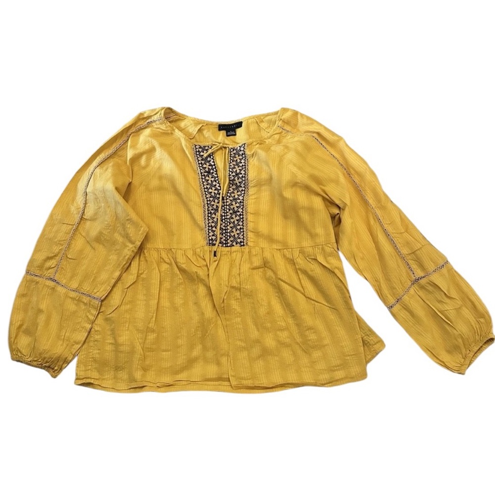 Sanctuary Women's Summer Embroidered Detail Cotton Peasant Blouse Size L